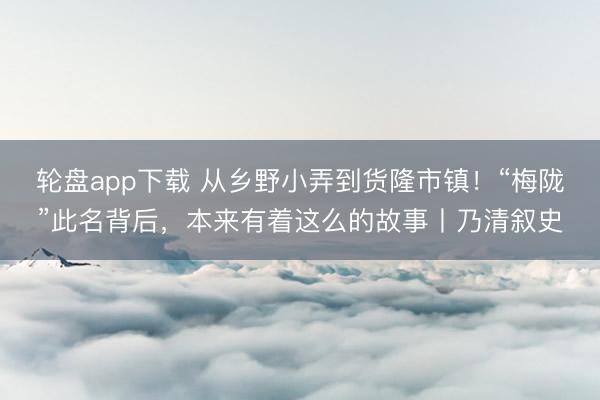 轮盘app下载 从乡野小弄到货隆市镇！“梅陇”此名背后，本来有着这么的故事丨乃清叙史